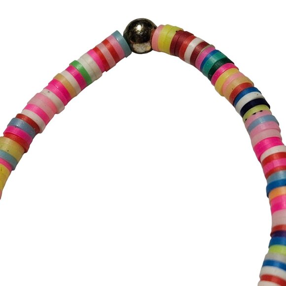 Boho Rainbow Disc Beads Stretch Bracelet Initial T Charm Fashion Jewelry Women - Picture 3 of 4